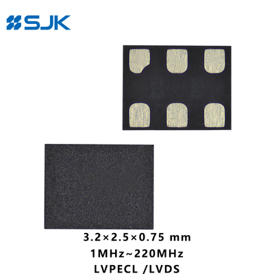 SMD 3225 Размер Программируемый MEMS LVPECL Дифференциальный осциллятор с 6Pads Поддержка 1-220MHz 2.25-3.63V
